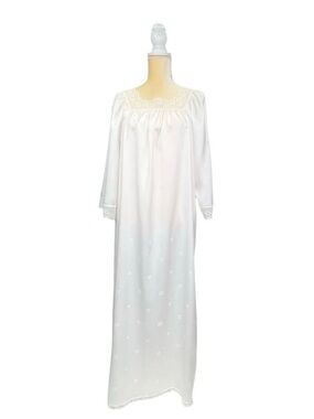 Vintage Givenchy Intimates Satin Nightgown Size Small White Lace Trimmed vtg EUC